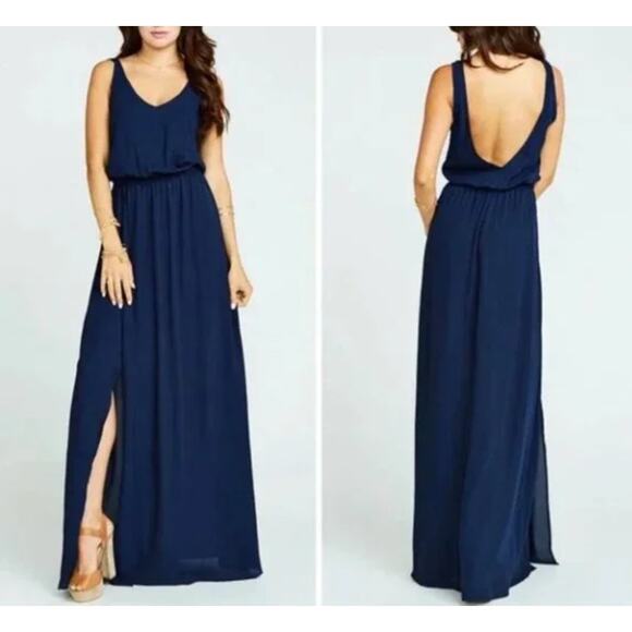 NWT Show Me Your Mumu Kendall Maxi Dress in Rich Navy Crisp - Picture 1 of 8